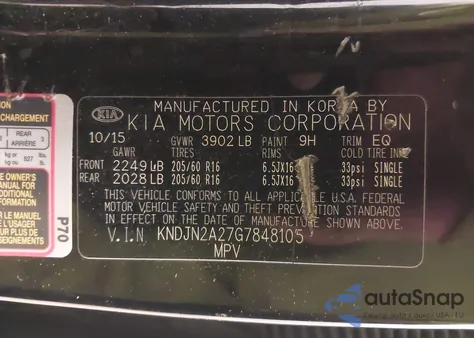 2016 Kia Soul from USA, damaged, VIN KNDJN2A27G7848105